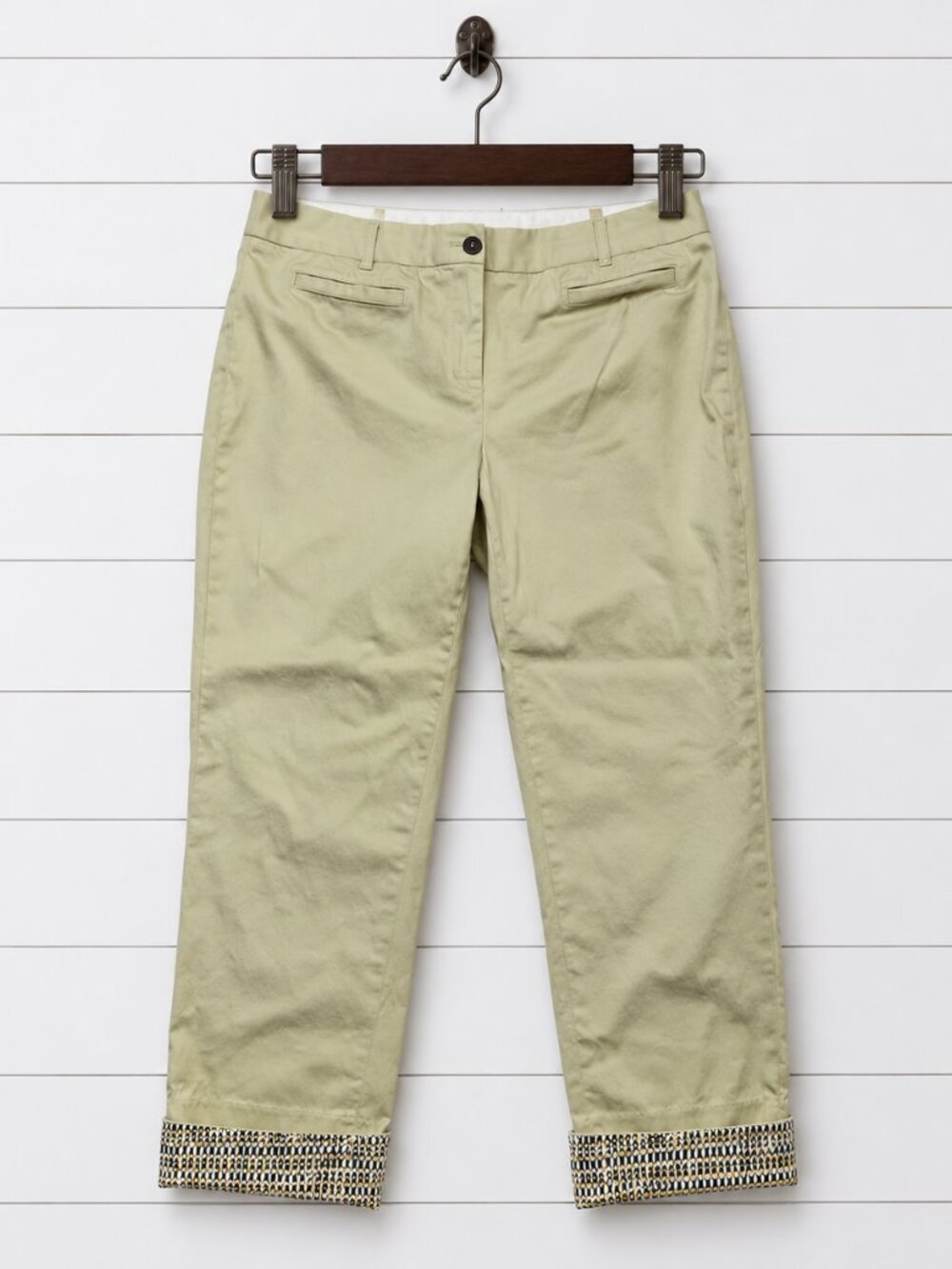 Brooks Brothers Natalie Fit Chino Pants Women's 10 Beige Cuffed Cotton Preppy